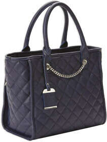Bulldog Cases Quilted Tote Purse with Holster in Navy with chain accent